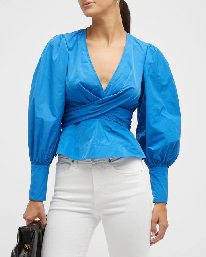 VB Seema Taffeta V Wrap Waist Top