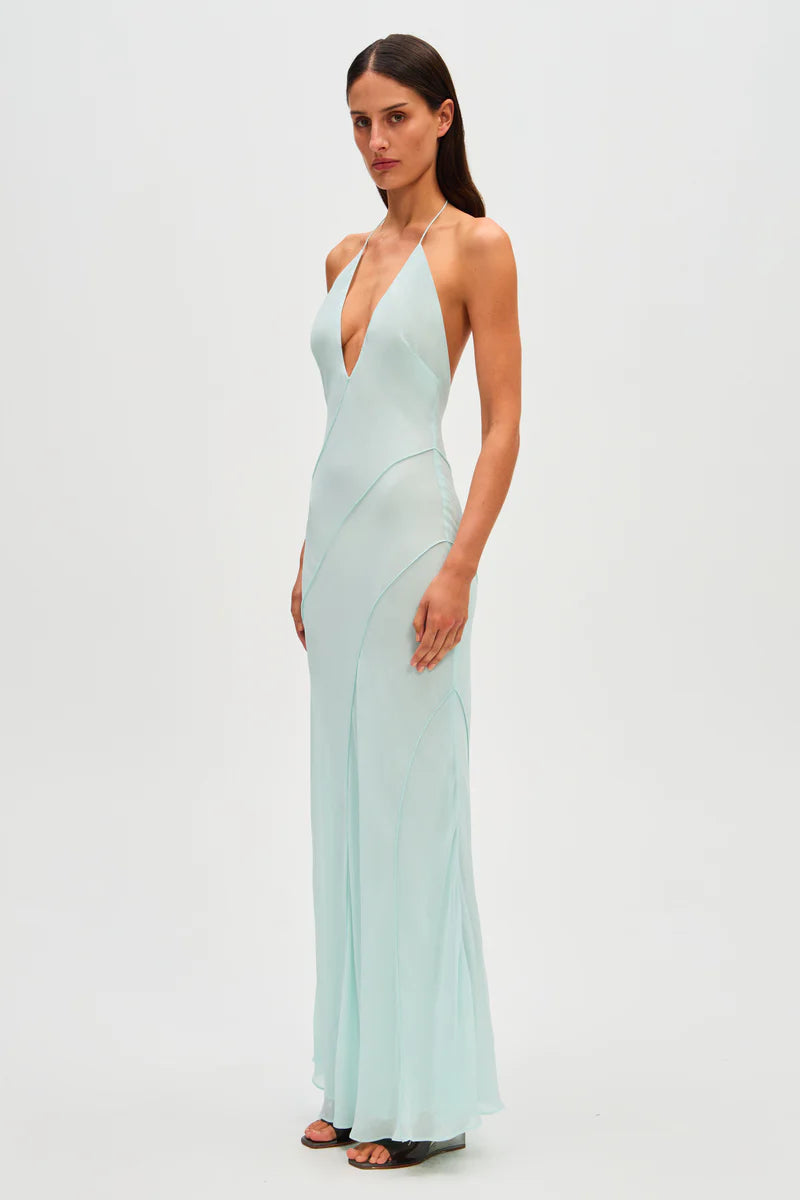 MS Luella Georgette Maxi Dress in Aqua Glass