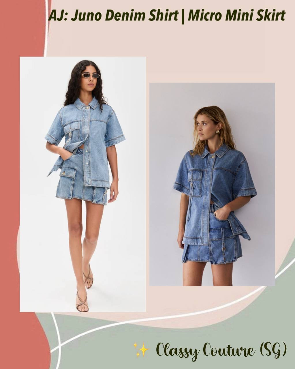 AJ Juno Denim Shirt | Micro Mini Skirt | Set
