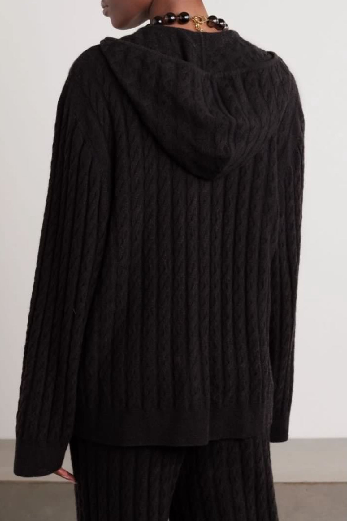 Tot Bevy Cable Knit Wool-Cashmere Hoodie Jacket