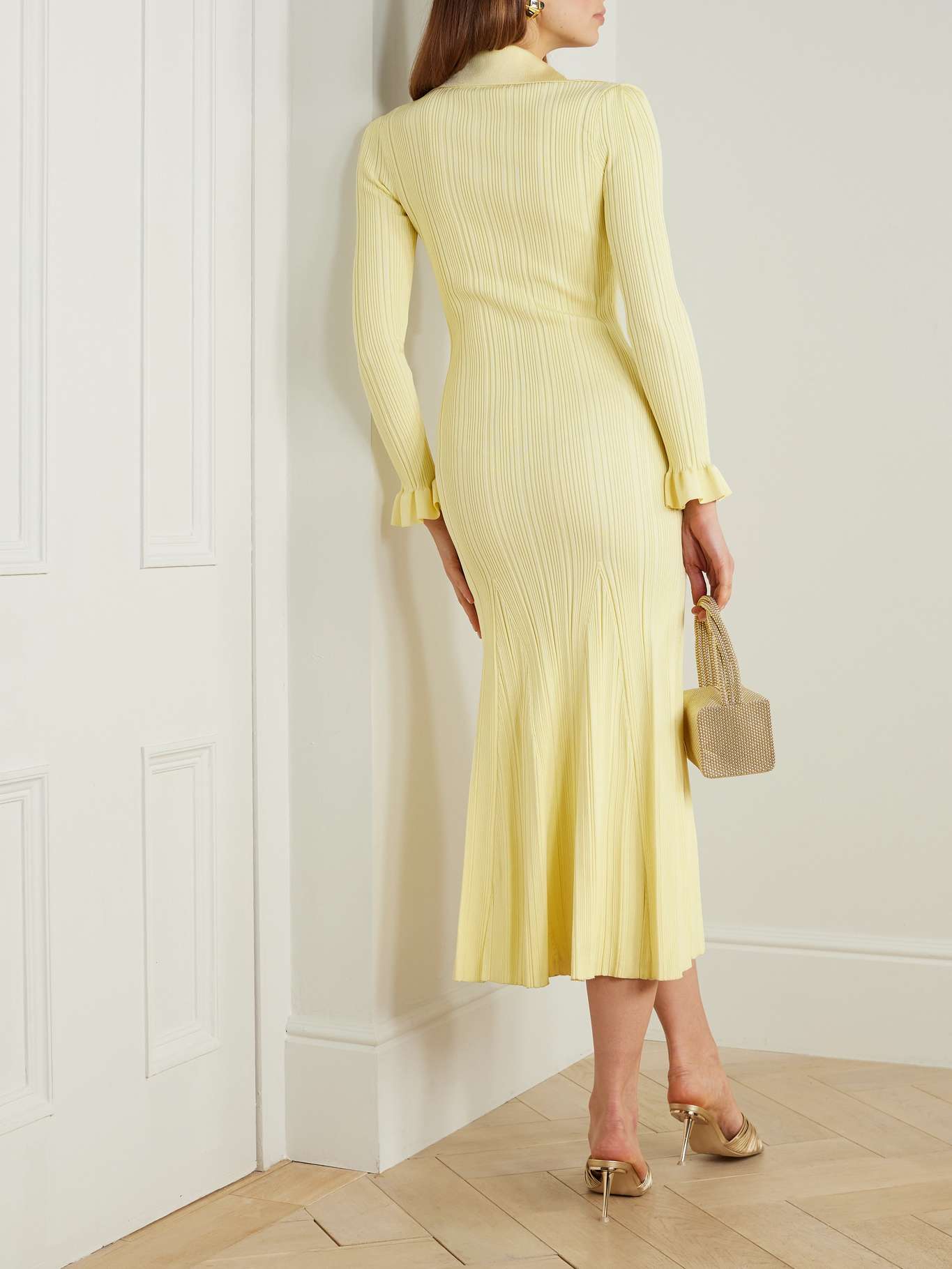 SP Yellow Ribbed Knit Midi Dress