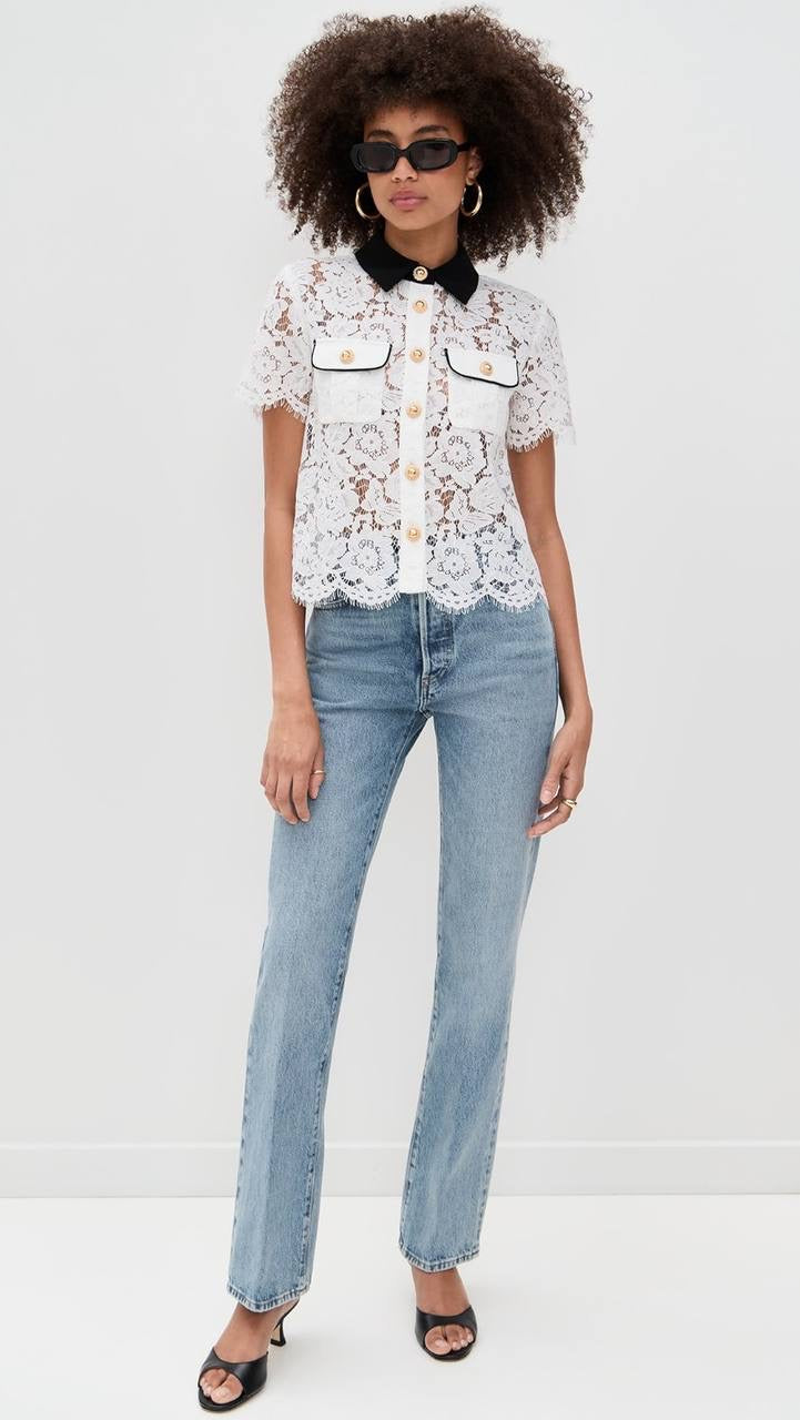 SP Lace Contrast Collar Shirt