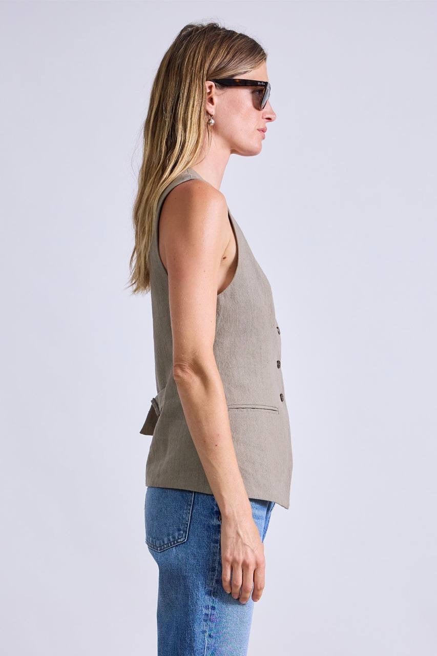 AA Helena V Neck Vest | Chi Mini Skirt | Cotton-Linen Set