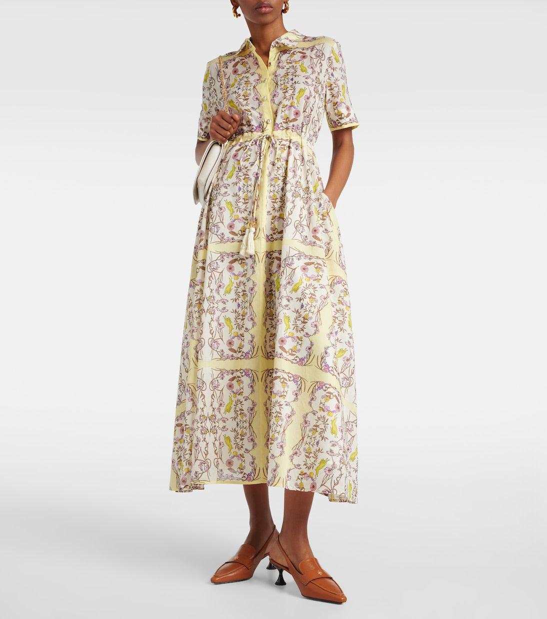 TB Printed Cotton Midi Dress Shirtdress