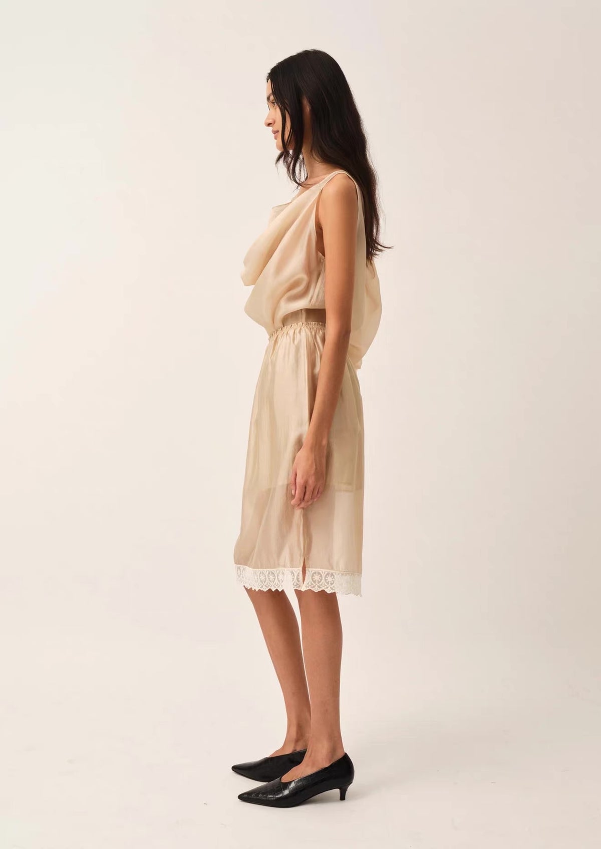 Gilian Viscose-blend Lace-trim Midi Skirt
