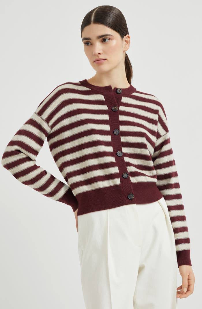 BC Red Cashmere Knitted Sleeveless Vest Top | Cardigan with Sparkling Stripes | Set