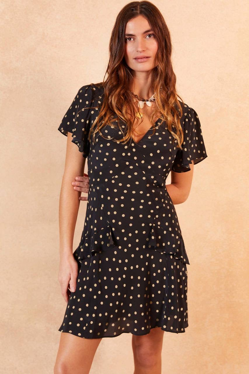 RX Sutton Flutter Sleeve Silk Mini Dress