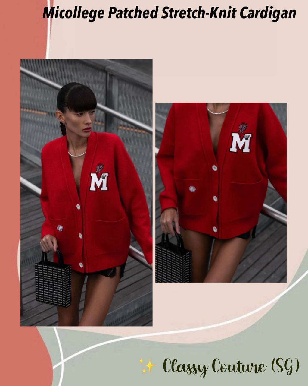 Micollege Patched Stretch-Knit Cardigan