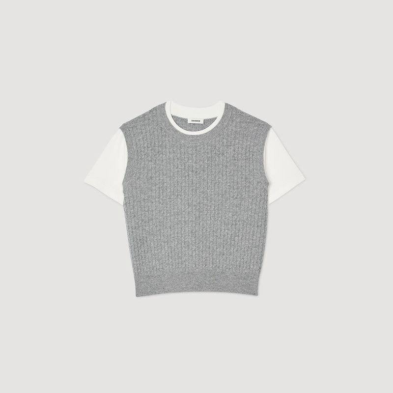 SD Dual-Material Knit Jumper T-shirt Top
