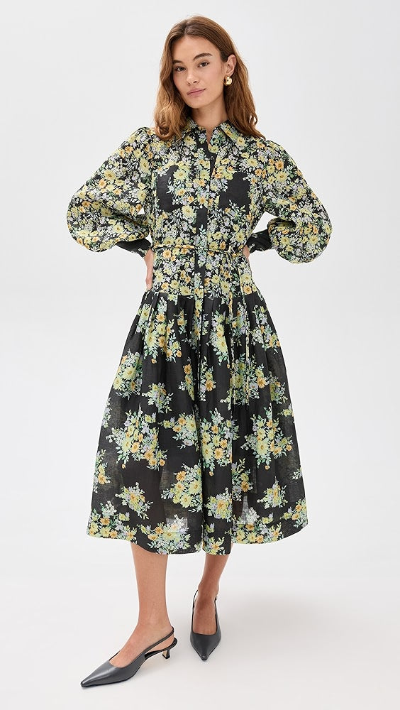 ALM Nina Ramie Shirtdress Midi Dress