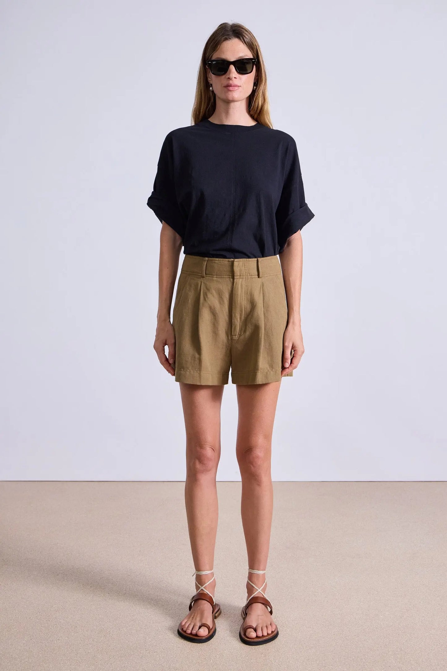 AA Bari Short Cotton-Linen High-Waist Shorts