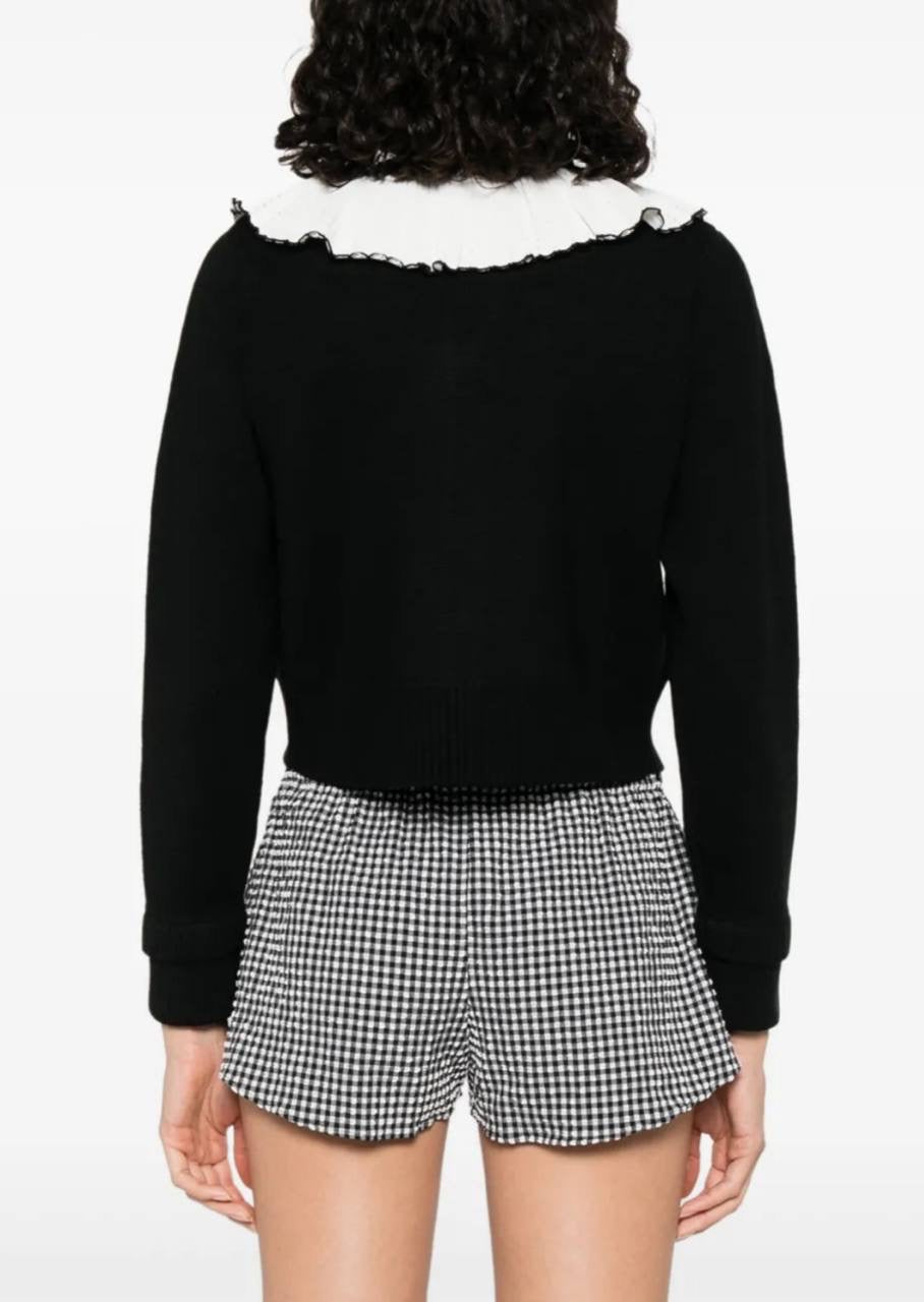SD Roman Wool-Blend Ruffle Collar Cardigan