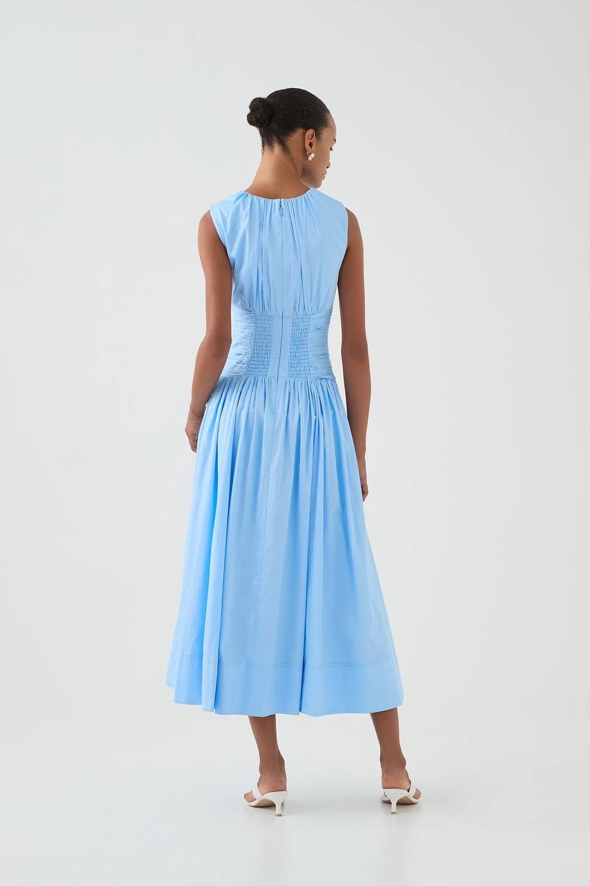 AJ Agatha Knot Waist Cotton Midi Dress