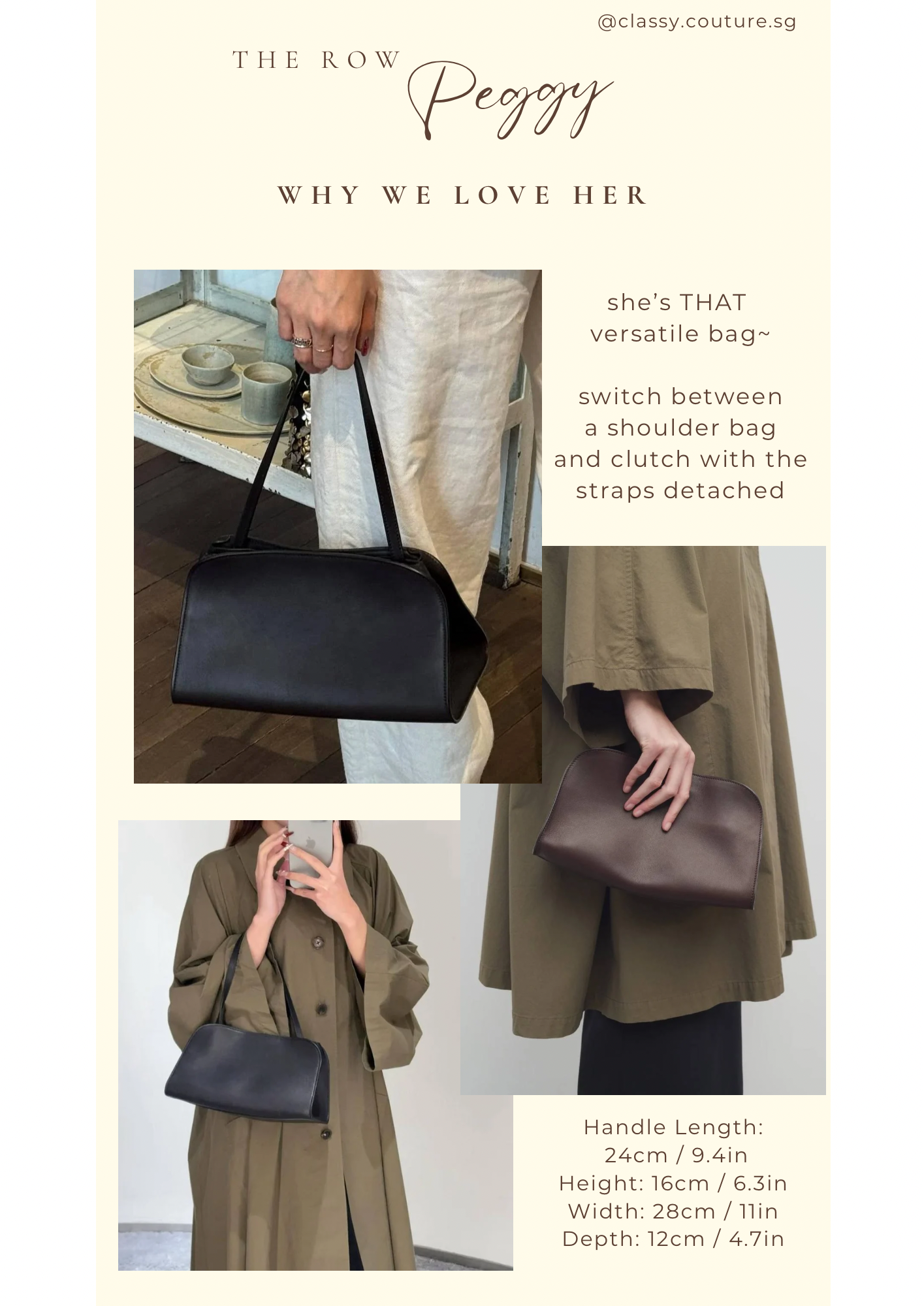 TR Peggy Clutch / Shoulder Bag in Polished Saddle Calfskin Leather