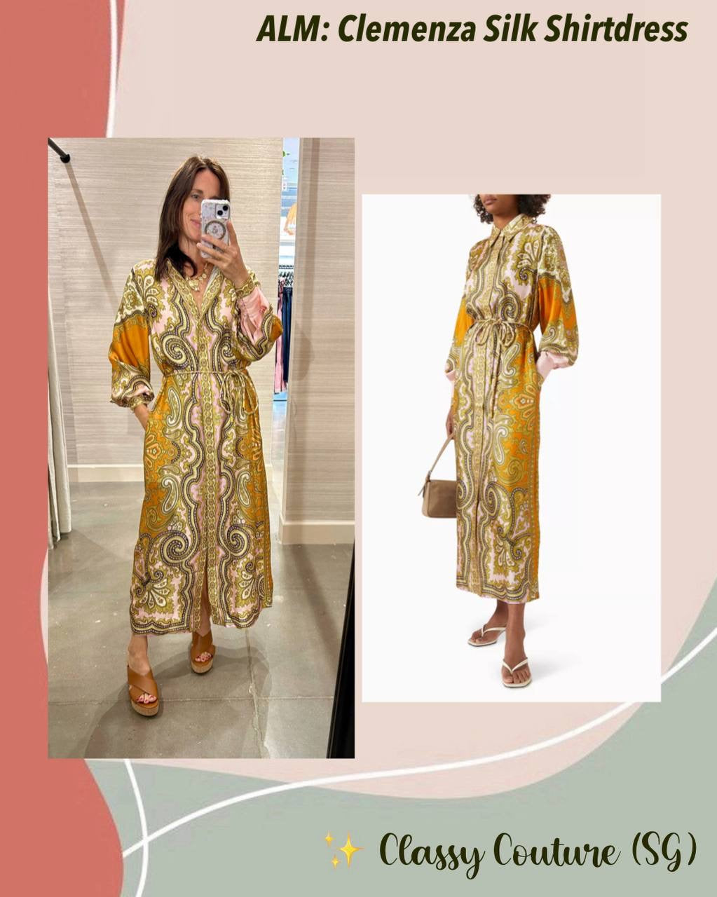 ALM Clemenza Silk Shirtdress Midi Dress