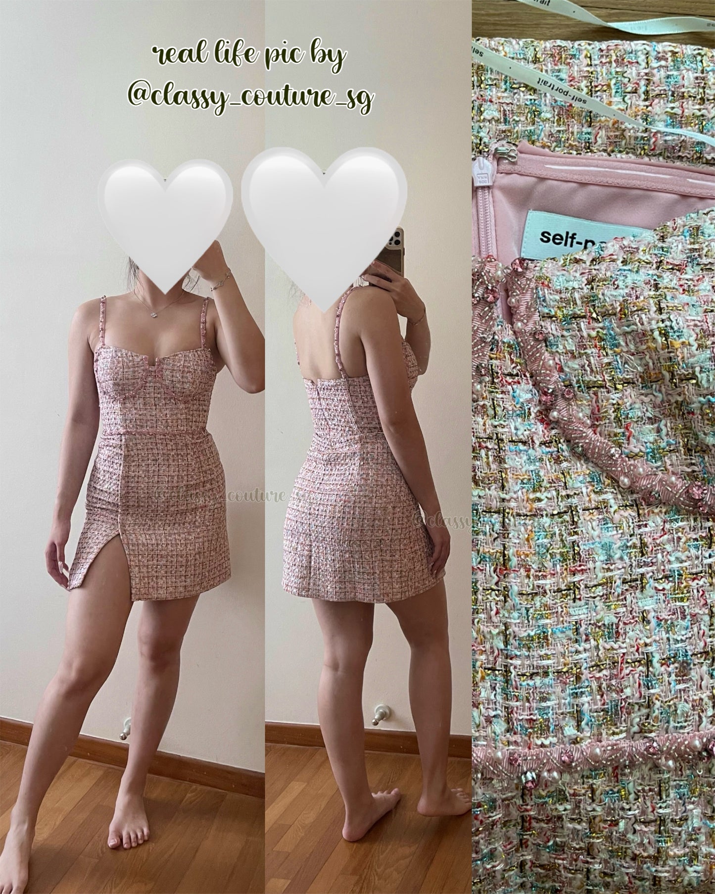SP Pink Boucle Rhinestone Detail Mini Dress