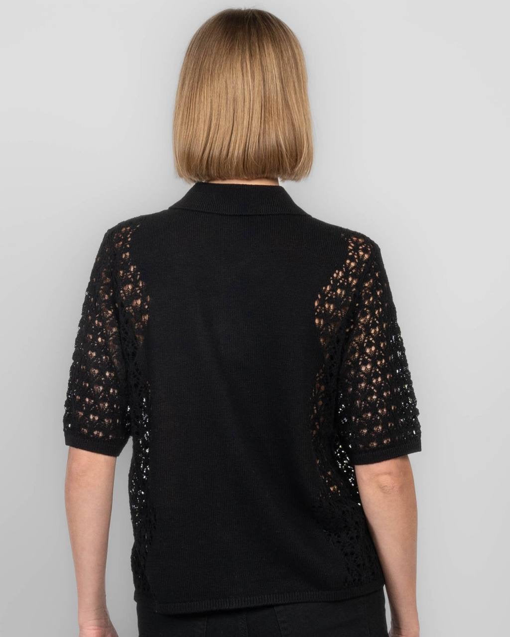 MM Lace Polo Cotton-blend Short sleeve Cardigan Top