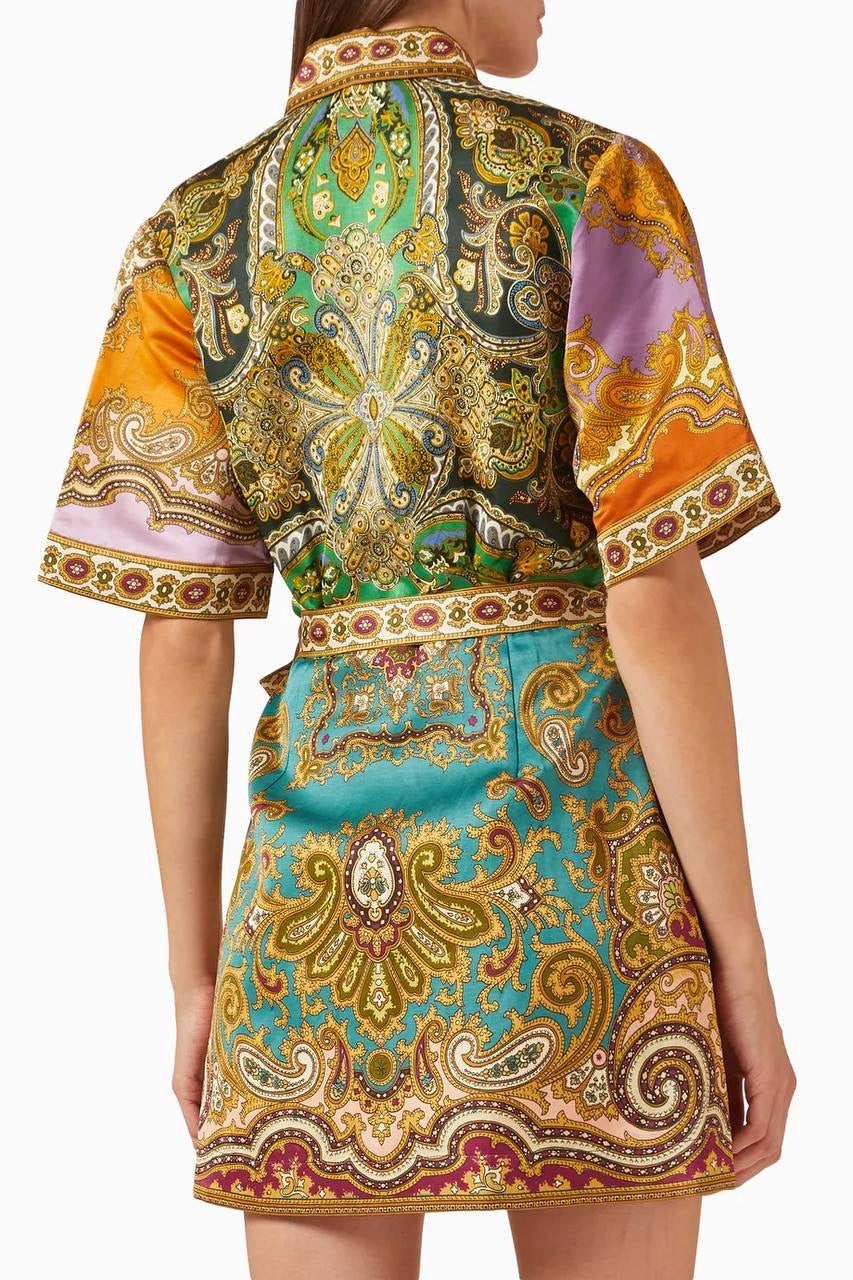 ALM Clemenza Spliced Linen-Viscose Mini Dress