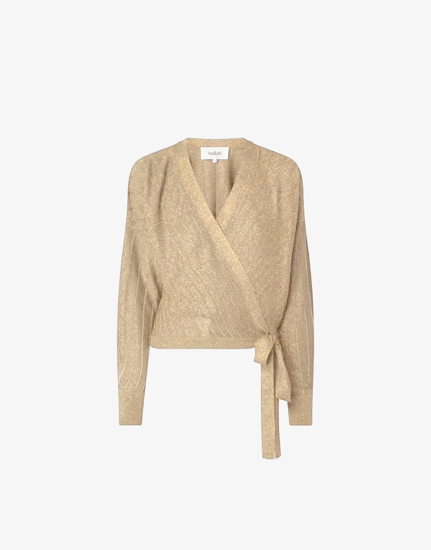 BA Braty Viscose-blend Metallic Wrap Around Cardigan Sweater