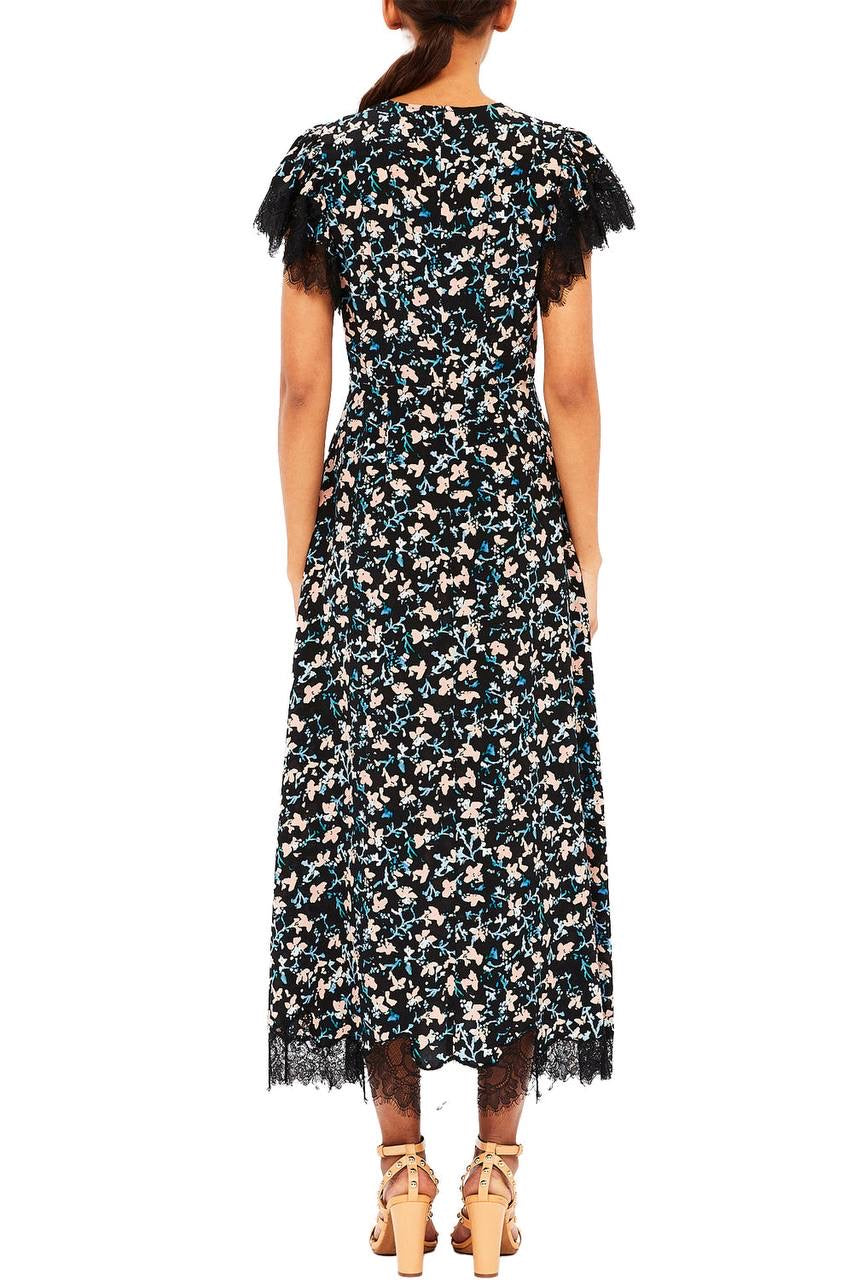 UJ Renee Cape Sleeve Silk Midi Dress