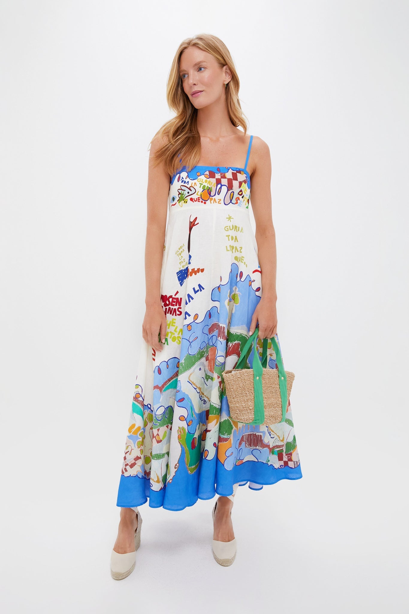 ALM Flores & Nadia Linen Midi Sundress Dress