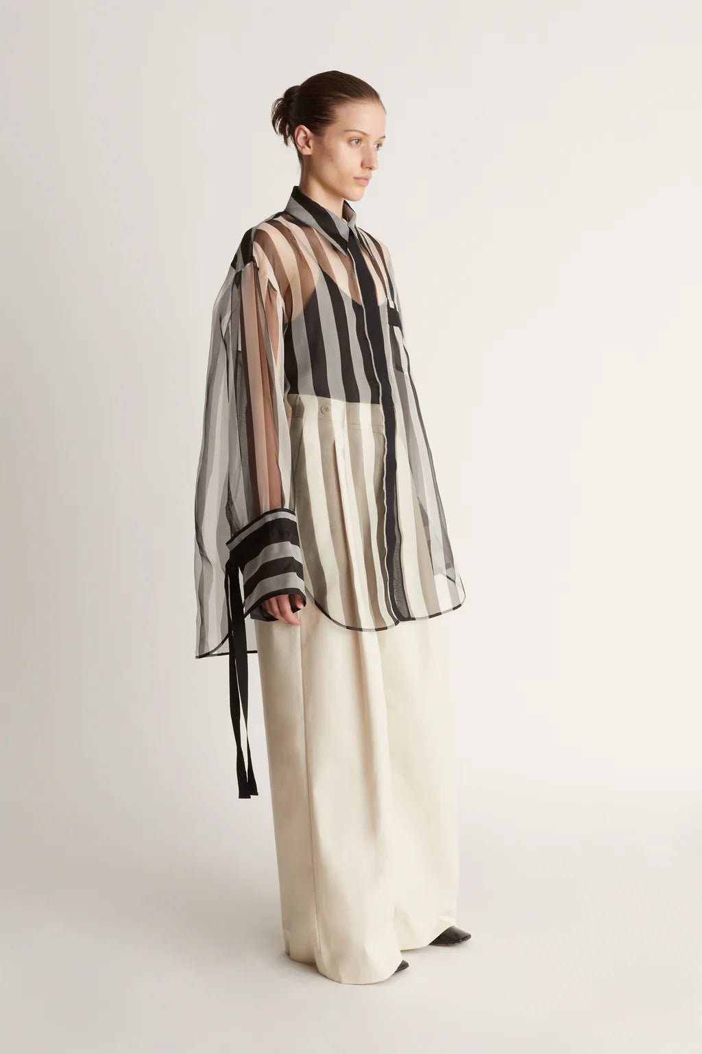 LM Marlow Silk Sheer Shirt | Apron Midi Dress