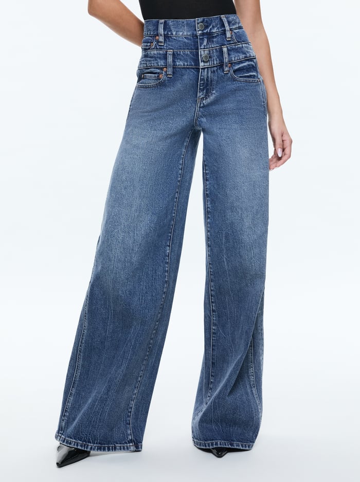 AO Double Waistband Wide Leg Jeans Pants