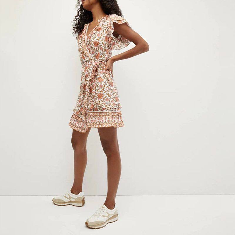 VB Mikhail Floral Cotton Wrap Mini Dress