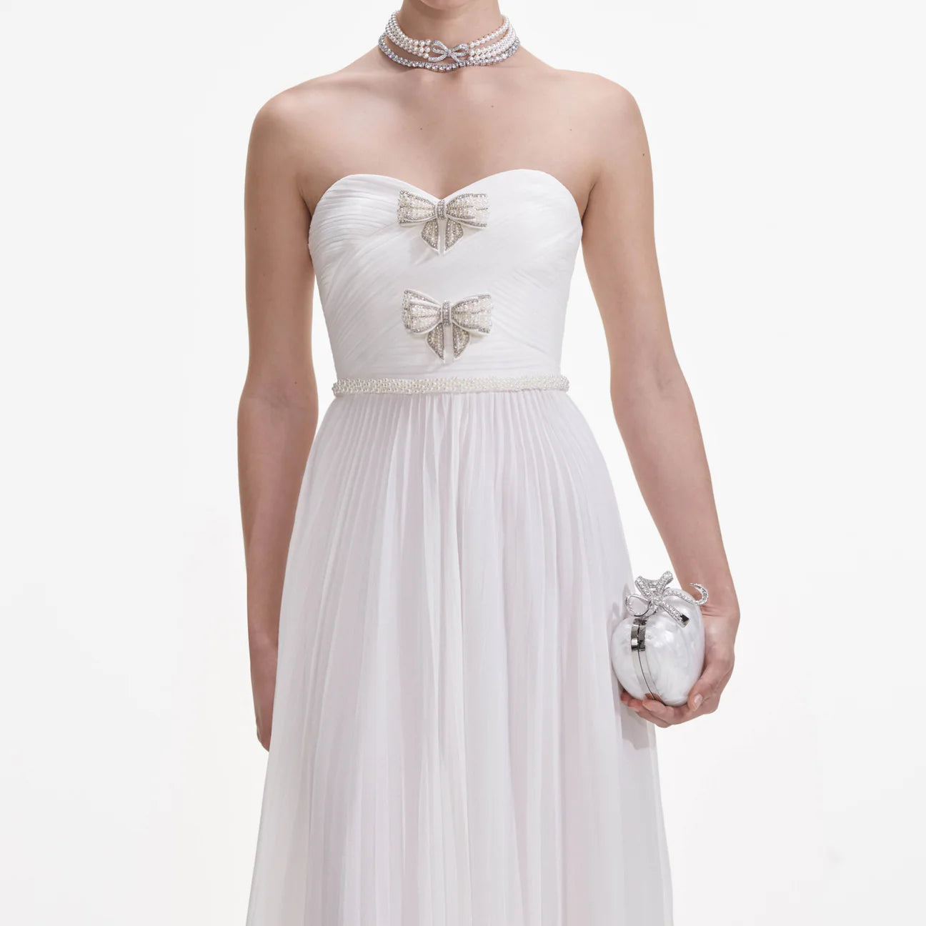 SP White Chiffon Bow Maxi Dress