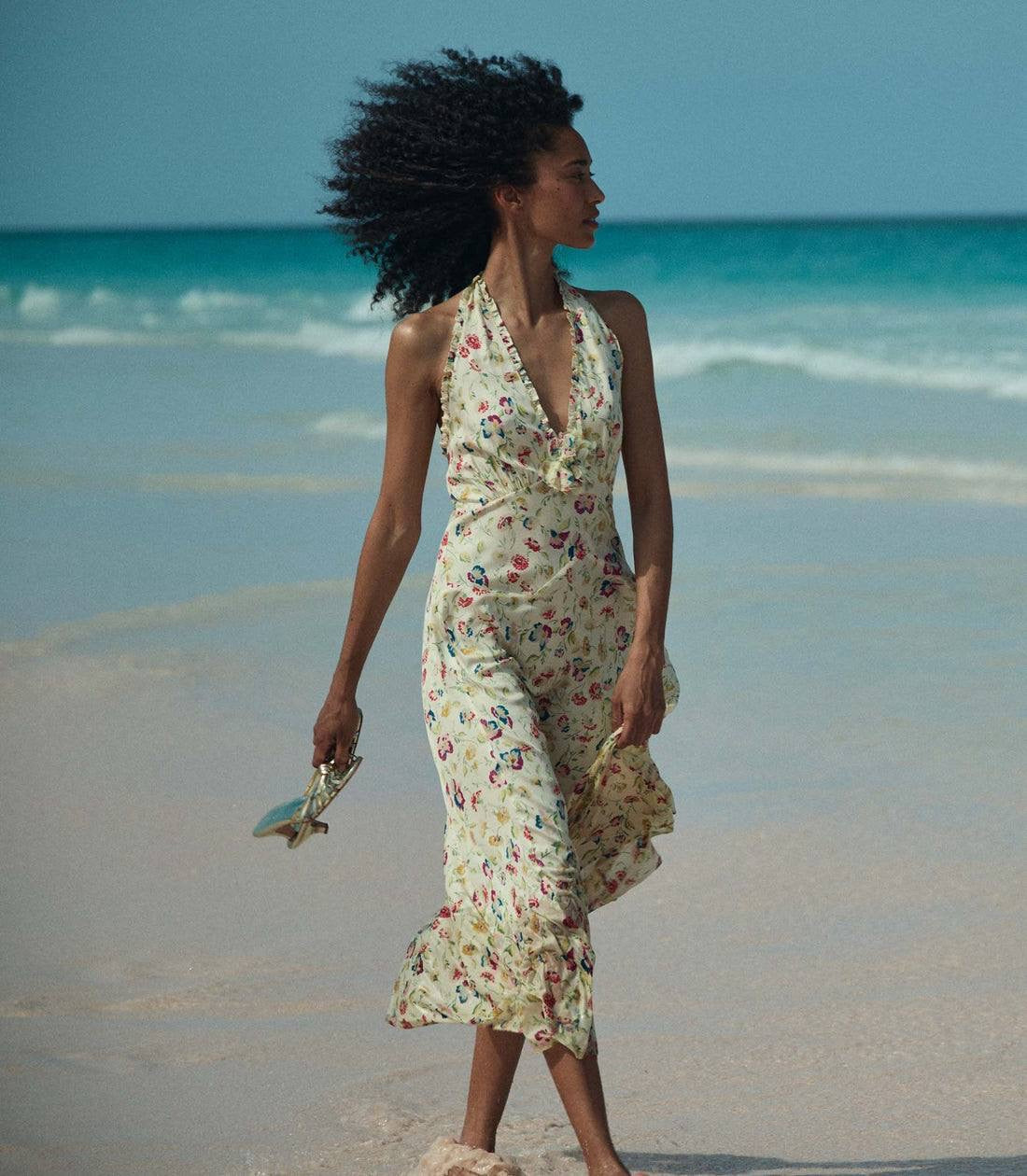 DN Mazarin Silk-Viscose Halter Midi Dress