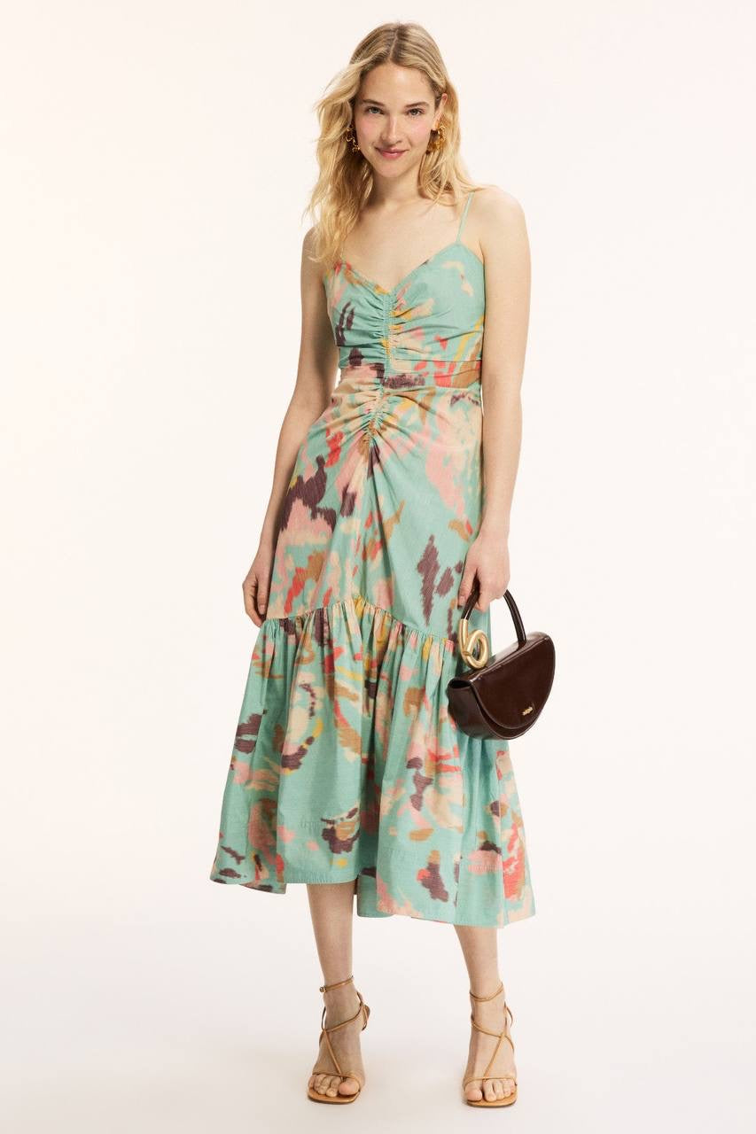 2 Colors! ALC Lindsey Ruched Cotton-Blend Midi Dress