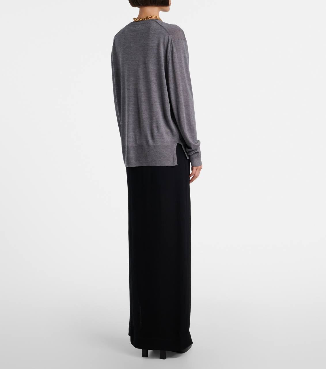 Tot Crew-neck Wool-Silk Fine Knit Sweater Pullover