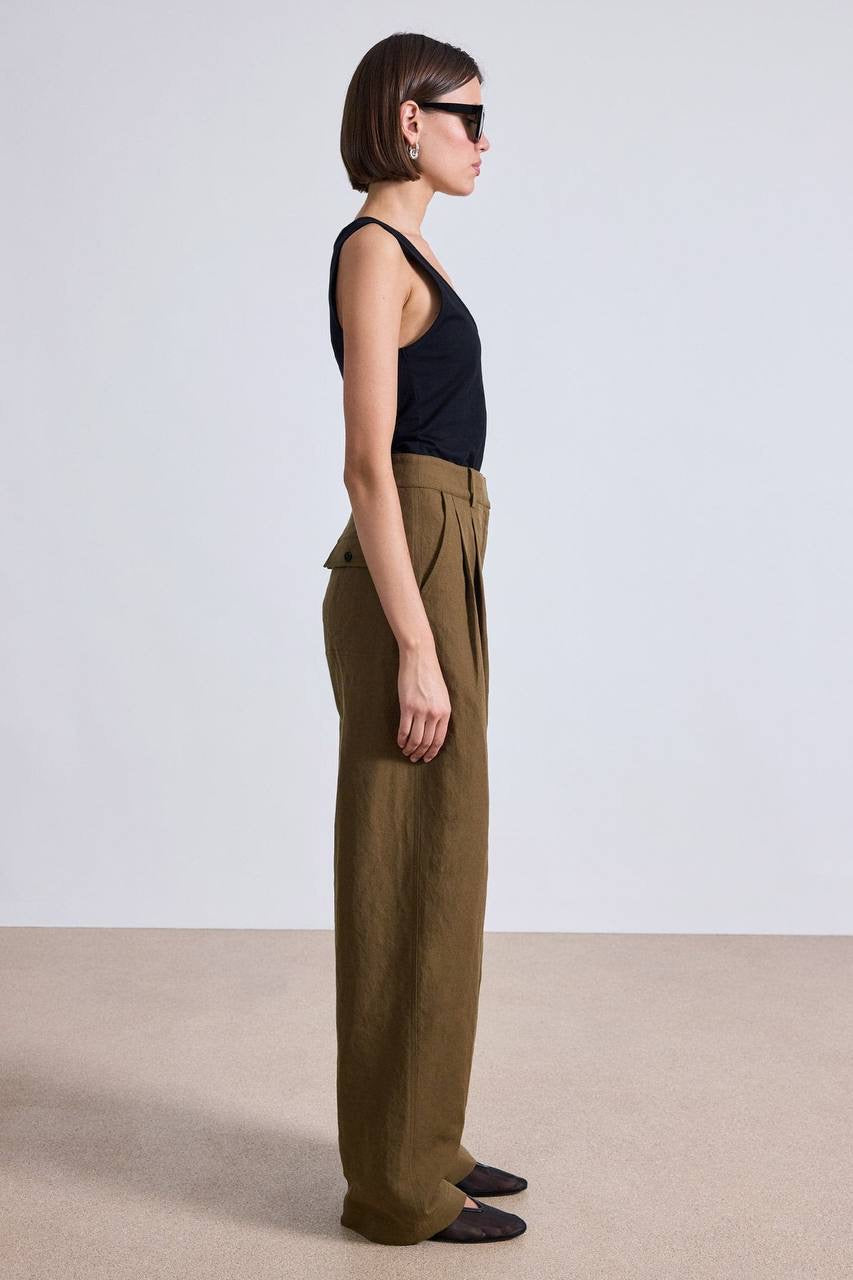 AA Mirabelle Wool-Linen High Waist Trousers Pants