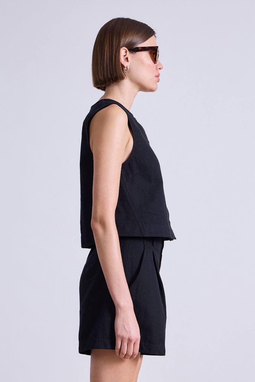 AA Godet Sleeveless Tank Top | Bari Shorts | Linen-Cotton Set