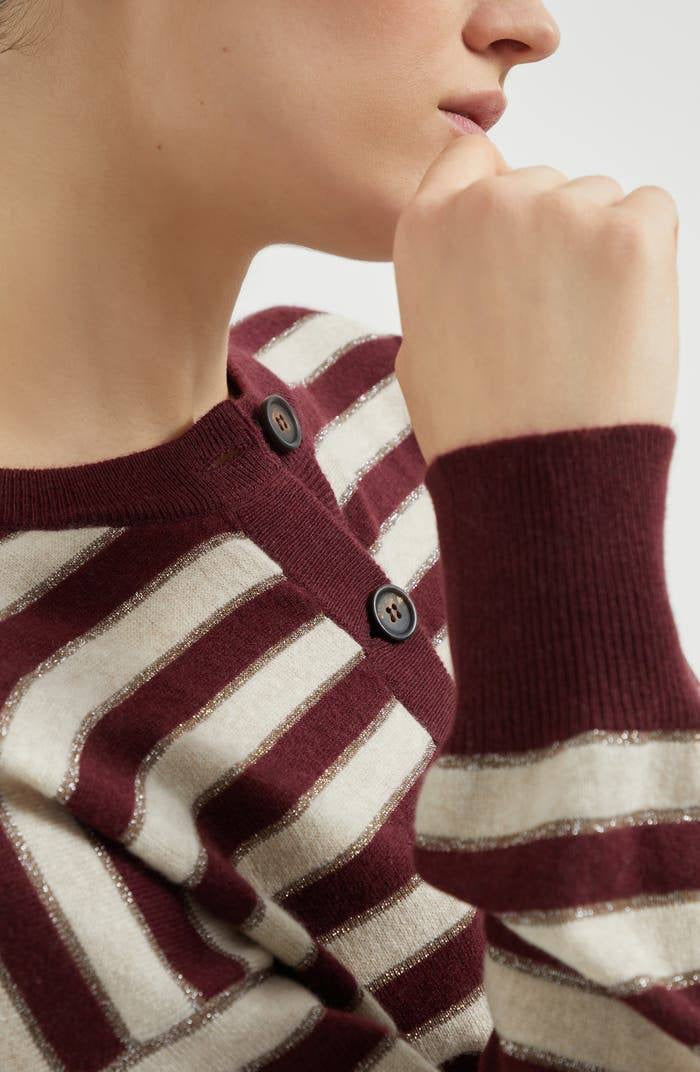 BC Red Cashmere Knitted Sleeveless Vest Top | Cardigan with Sparkling Stripes | Set