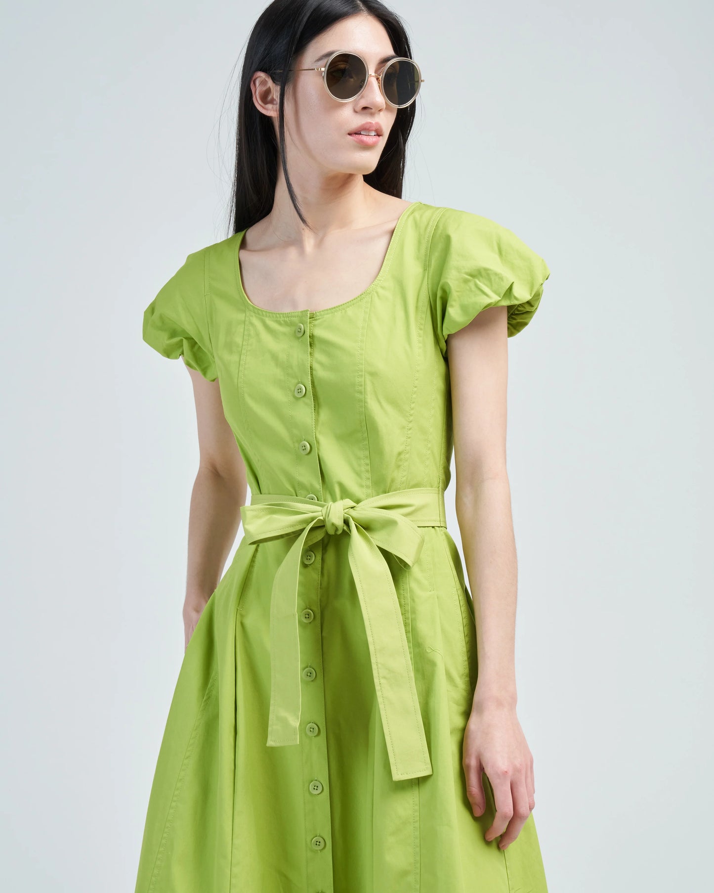 UJ Rhea Belted Cotton Midi Dress