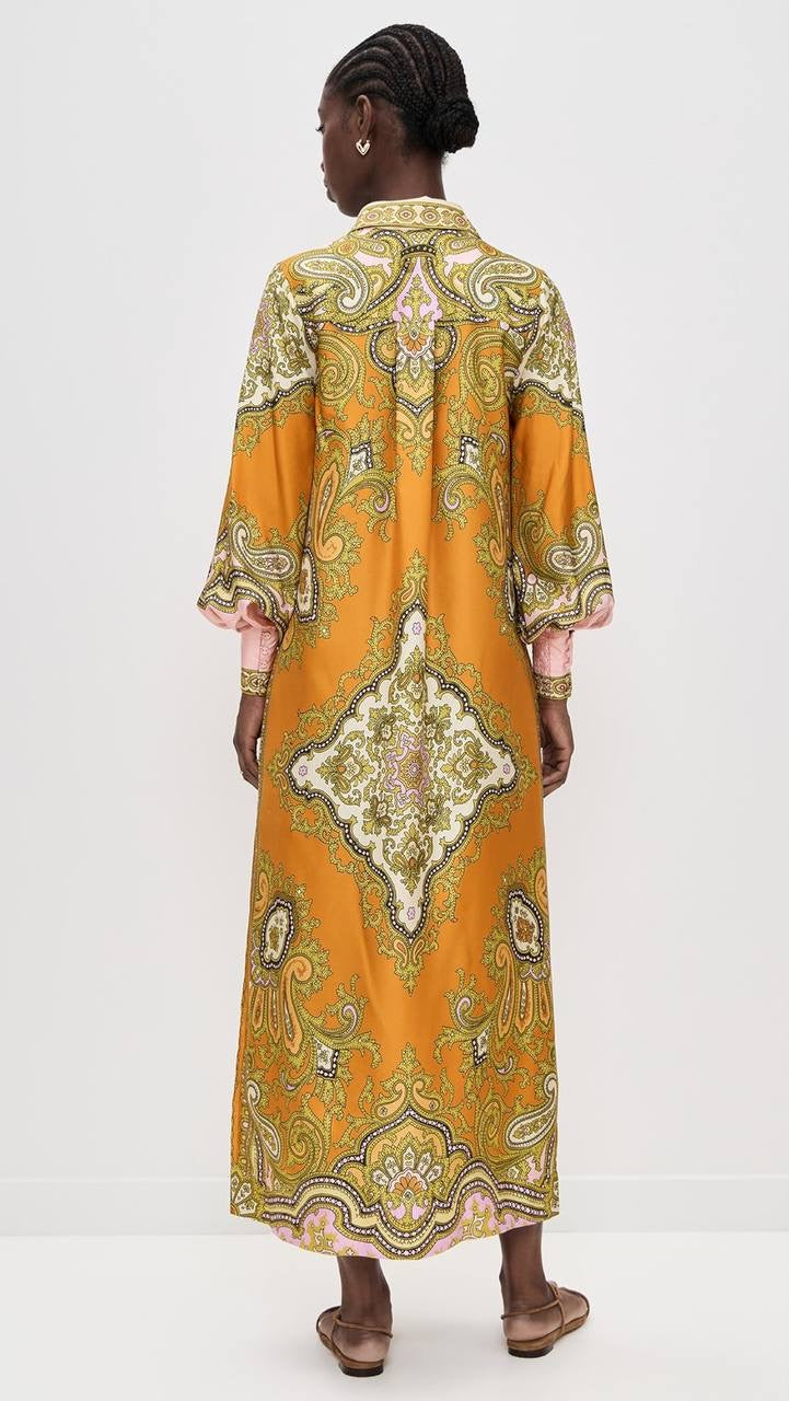 ALM Clemenza Silk Shirtdress Midi Dress
