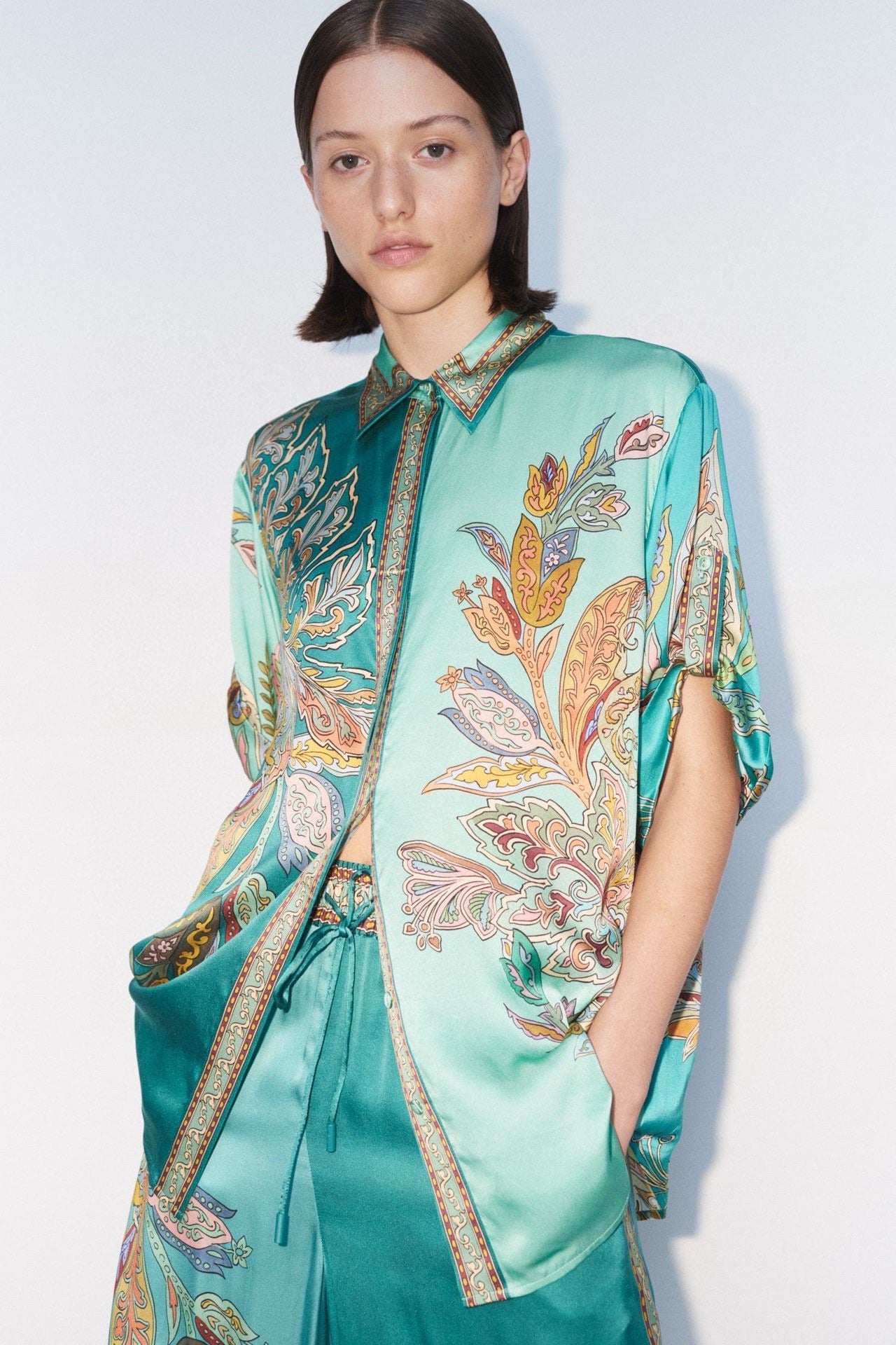 ALM La Charrasca & Franca & Atlas Silk Satin Shirt | Pants | Set