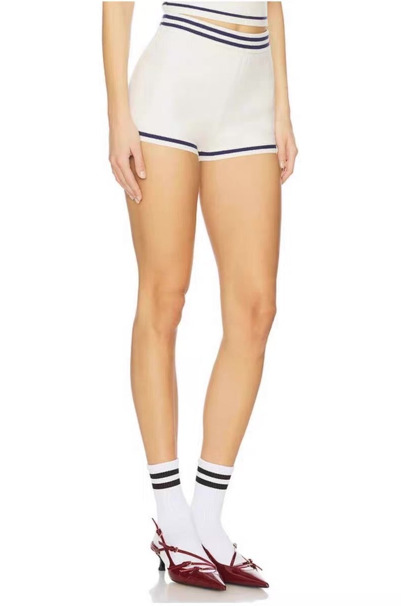 FLL Simona Pointelle Striped Polo Shirt | Shorts | Set