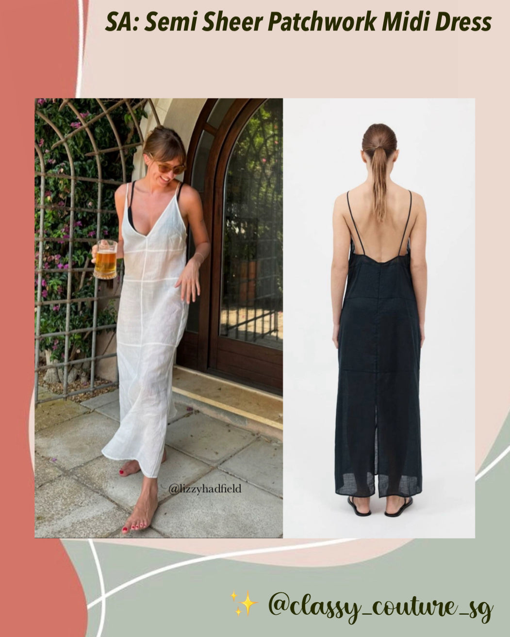 SA Semi Sheer Patchwork Linen Blend Midi Dress SA Semi Sheer Patchwork Linen Blend Midi Dress