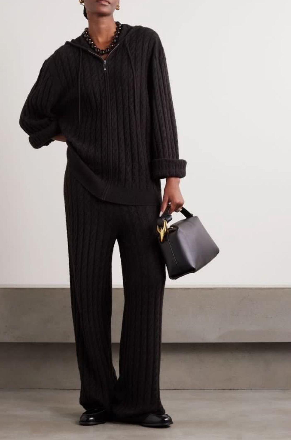 Tot Bevy Cable Knit Wool-Cashmere Hoodie Jacket