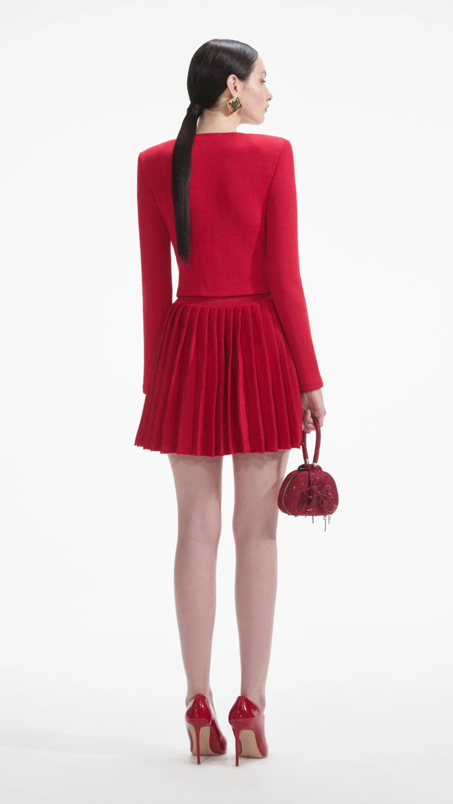 SP Red Knit Heart Buttoned Cardigan | Mini & Midi Skirt