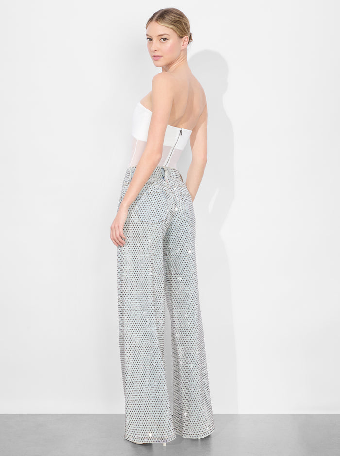 AO Trish Rhinestone Embellished Low-Rise Wide Leg Jean Pants