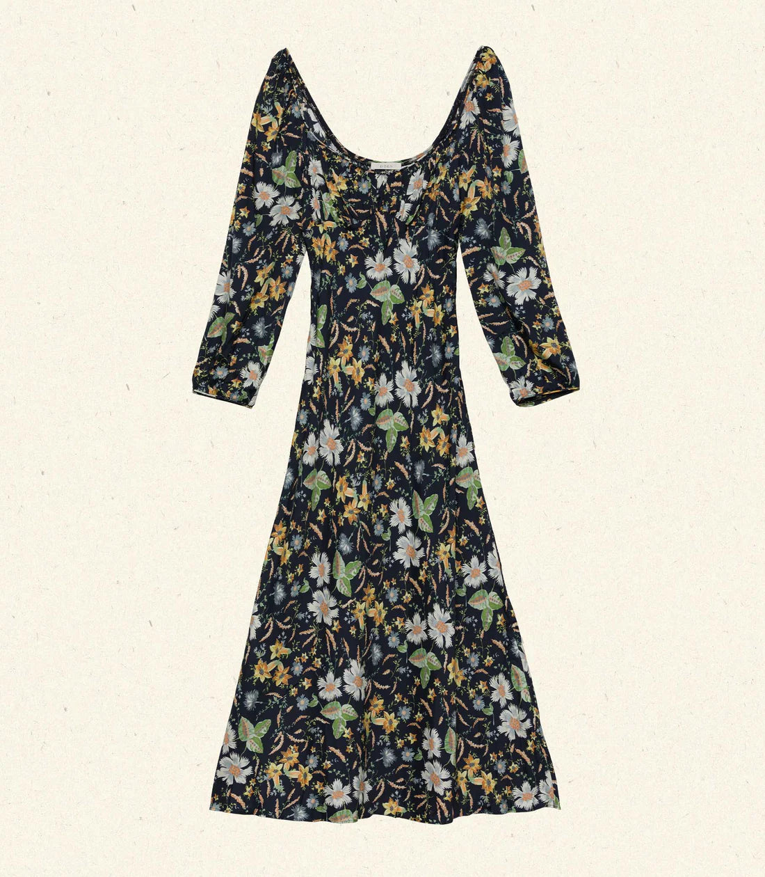 DN Guinevere Long Sleeve Silk-Viscose Midi Dress