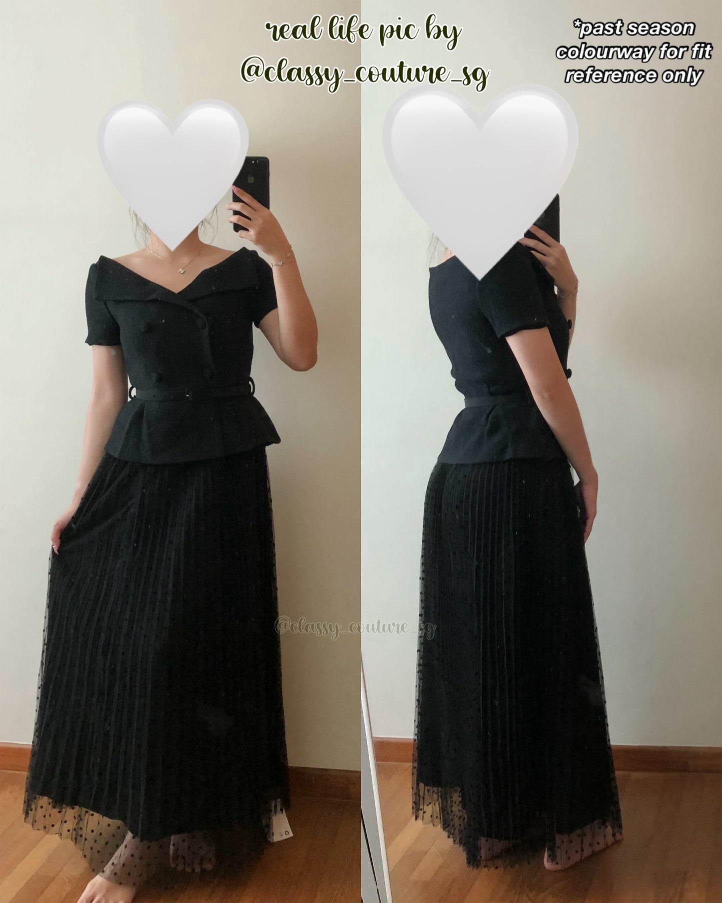 SP Black Boucle Off Shoulder Midi Dress