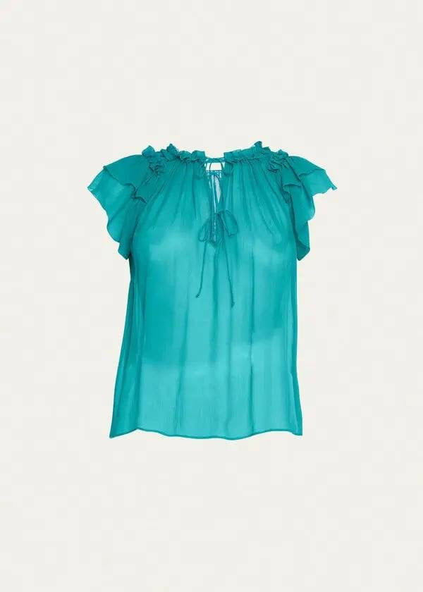 UJ Marilyn Ruffle Silk Chiffon Blouse