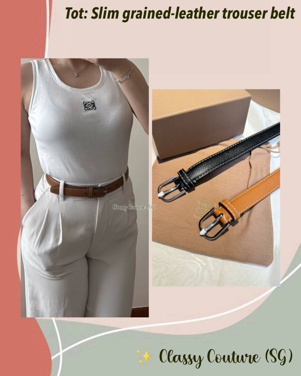 Tot Slim grained-leather trouser belt