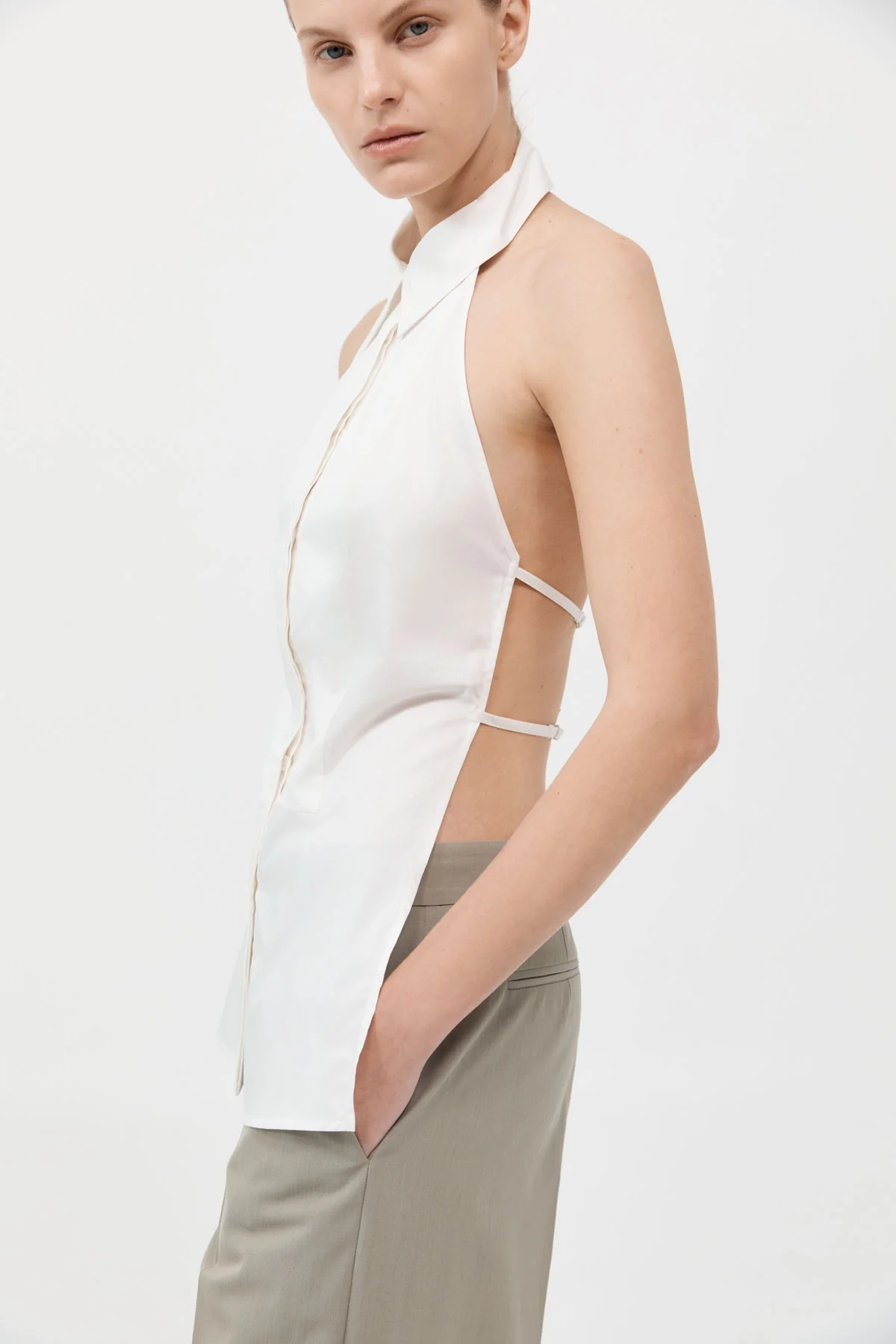 SA Halter Backless Cotton Shirt Top