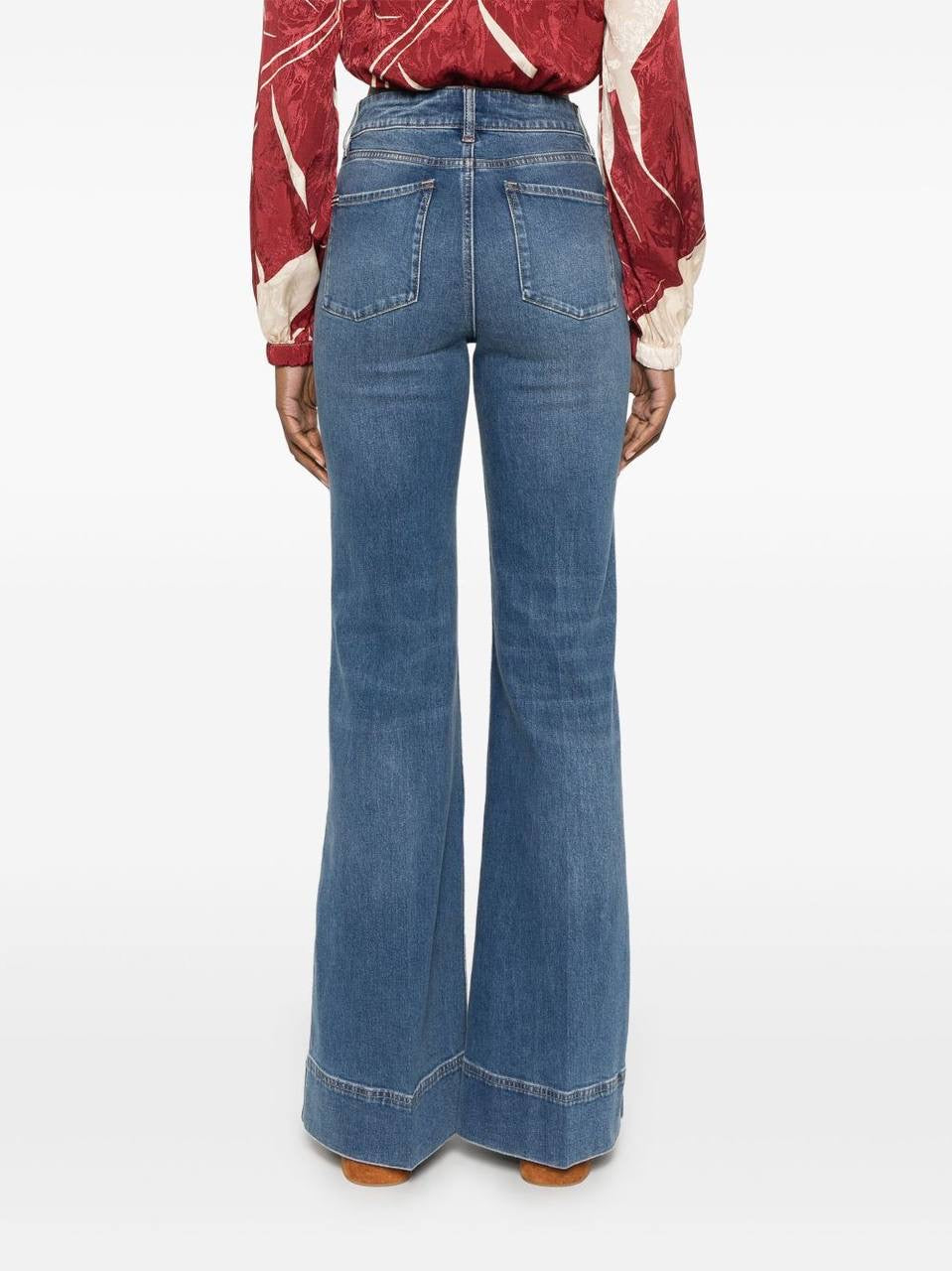 Missa Button-front Stretch-Cotton Denim Flared Jeans