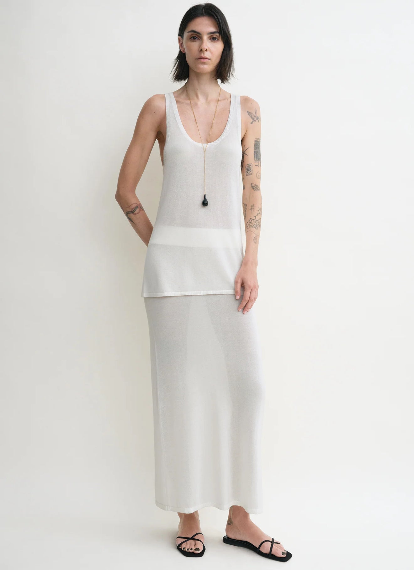 Tot Lyocell-Cashmere Tank Knit Long Top